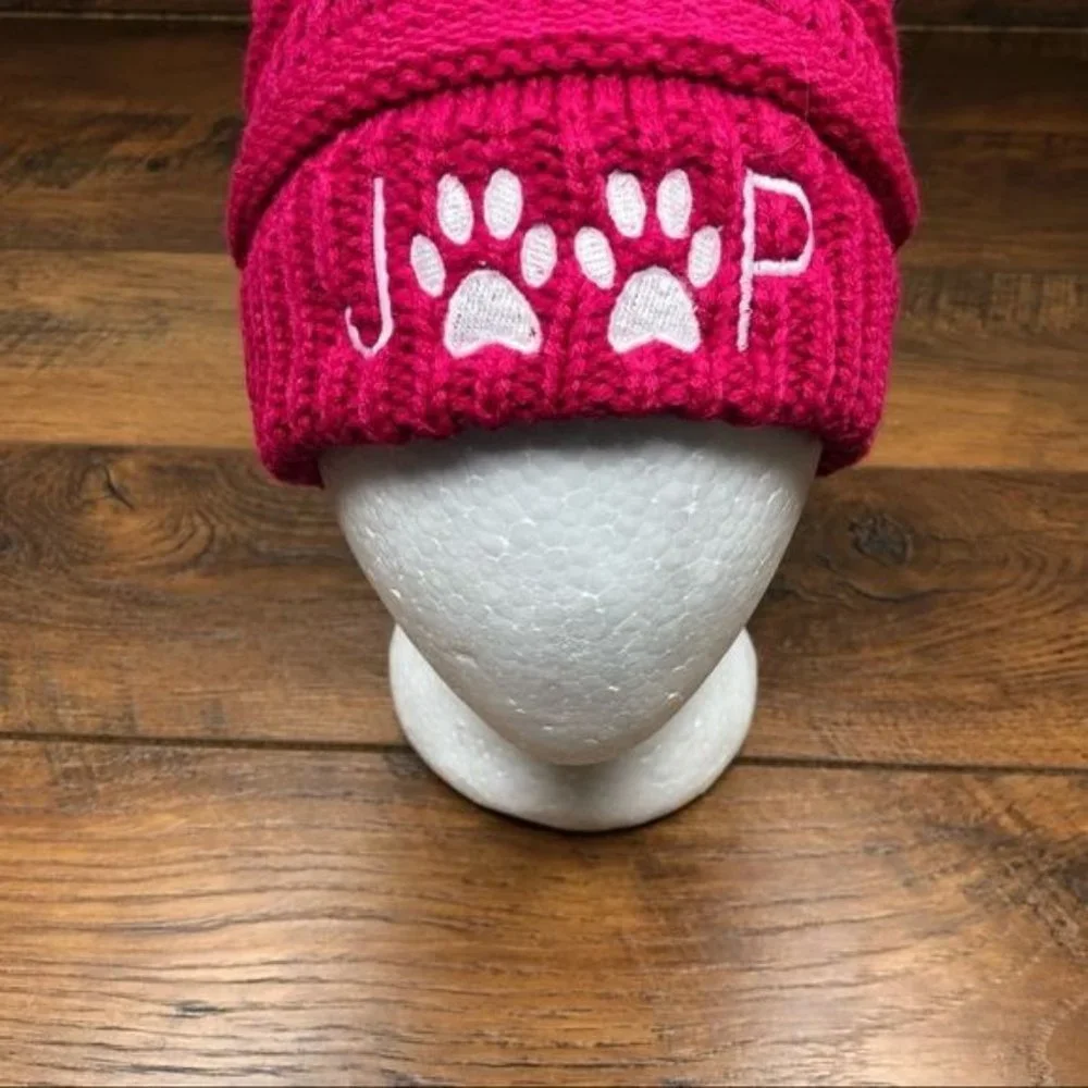 Jeep Paw Print‎ Pony Tail Messy Bun Beanie